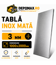 Tabla inox mata AISI 304 2B, 3 x 1000 x 2000 mm, 2 mp